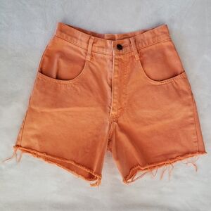 Vintage Jokko Orange Denim Cutoff Cotton High Rise Jean Shorts